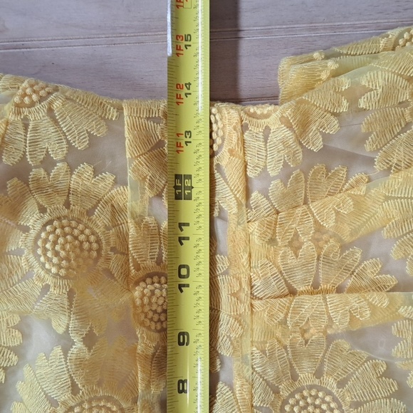 Ruby Rox Yellow Sleeveless Sunflower Embroidery Lace Organza Dress - Picture 10 of 11